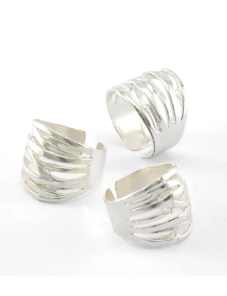 Organic Stripes Silver Ring