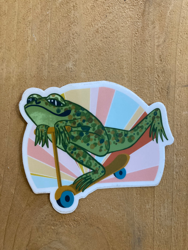 Scooter Frog Sticker