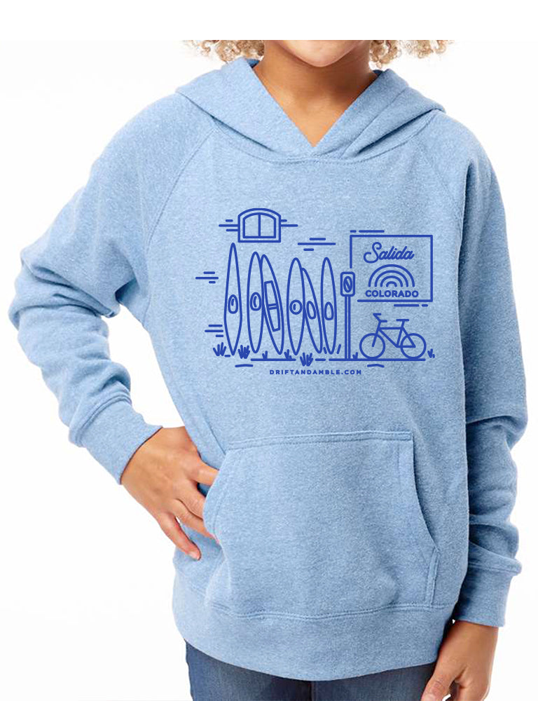 Kids Salida Kayak Wall Hoodie - Blue