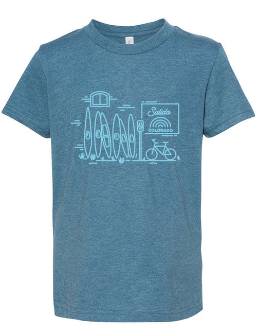 Kids Salida Kayak Wall T-shirt - Teal