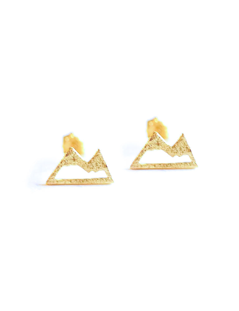 Mountain Post Earrings - 22K Gold