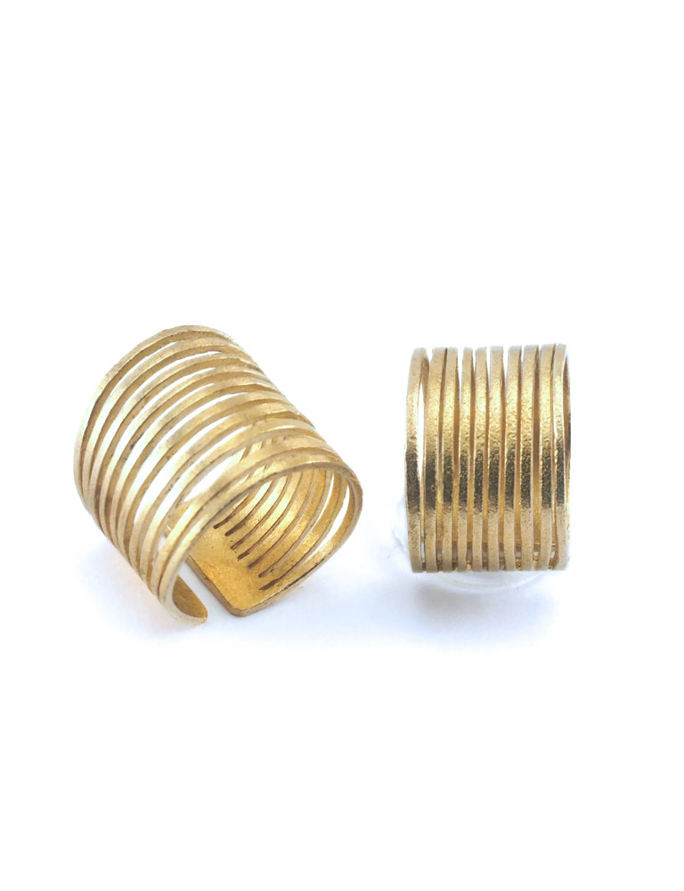 Brass Stripes Adjustable Ring