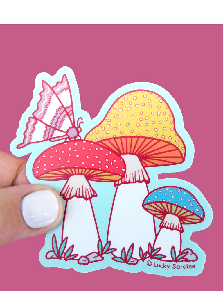 Mushroom Toadstool, Moth Sticker