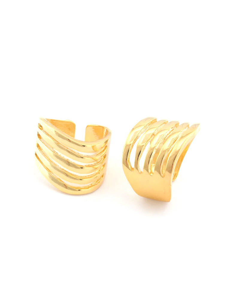 Brass Waves Adjustable Ring