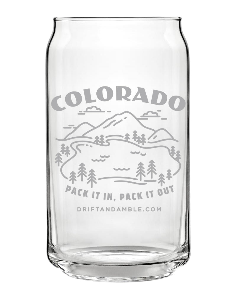 Colorado Pack It Out Beer Can Glass