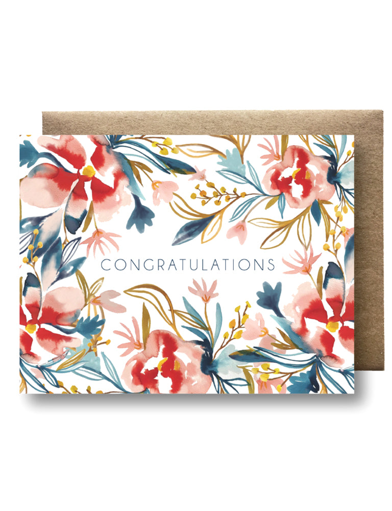 Watercolor Floral Congratulations Card