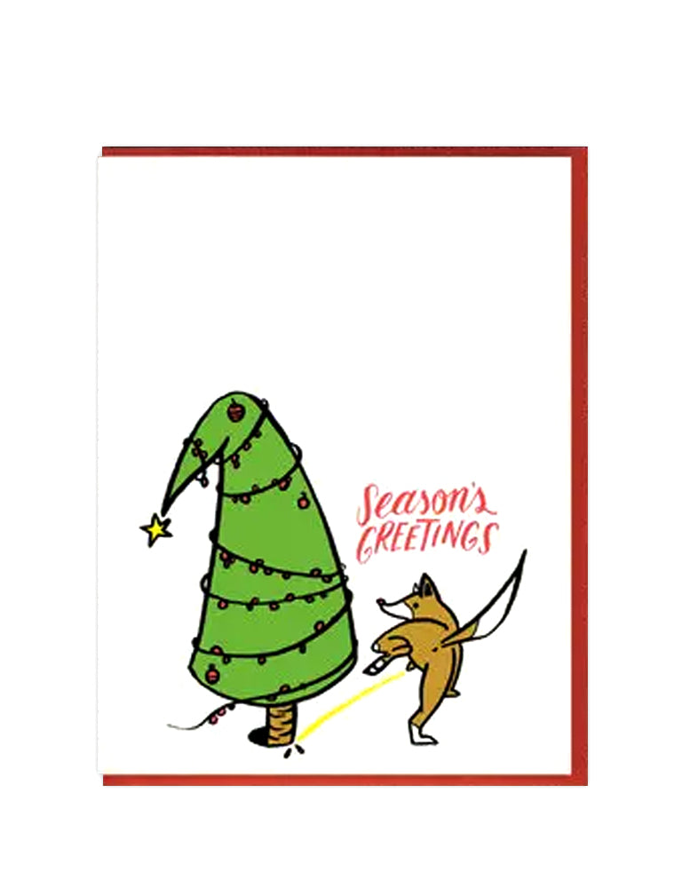 Dog Pee Tree Holiday Card