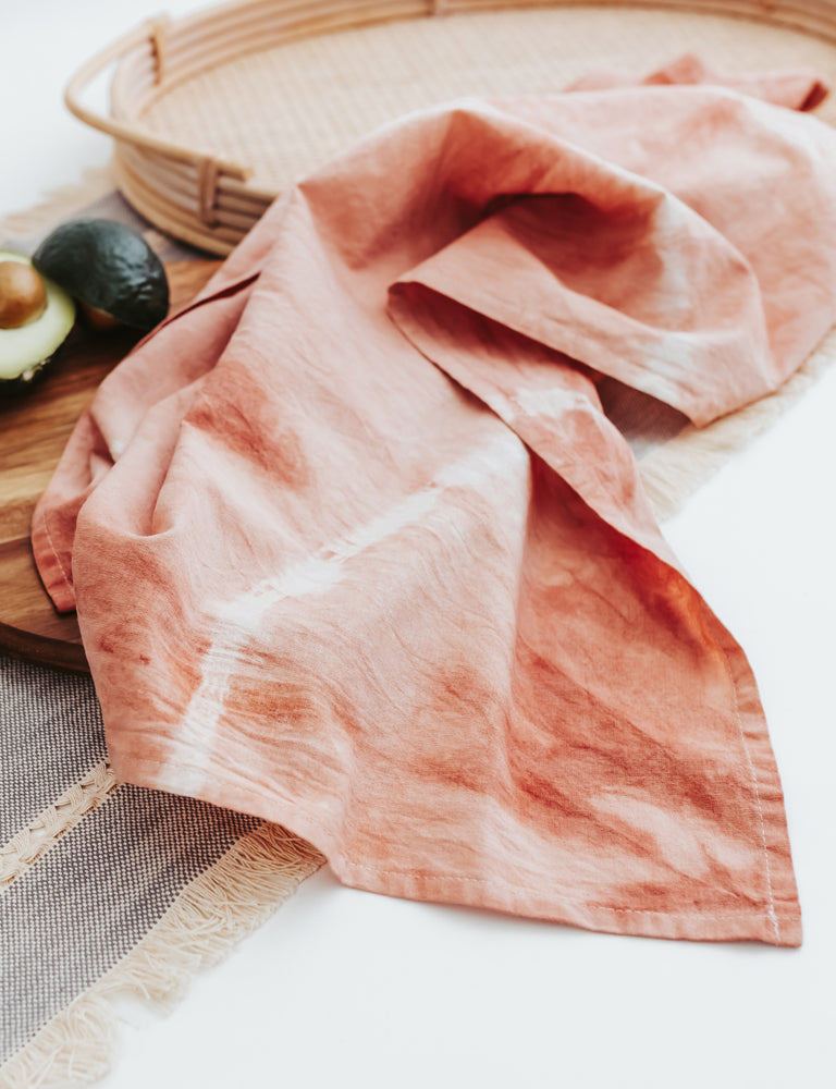 Hand Dyed Tea Towel - Salmon