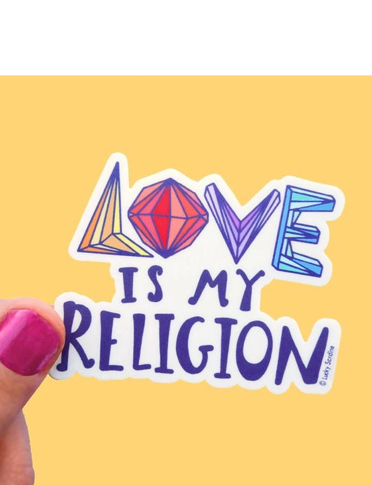 Love Is My Religion Happy Rainbow Sticker