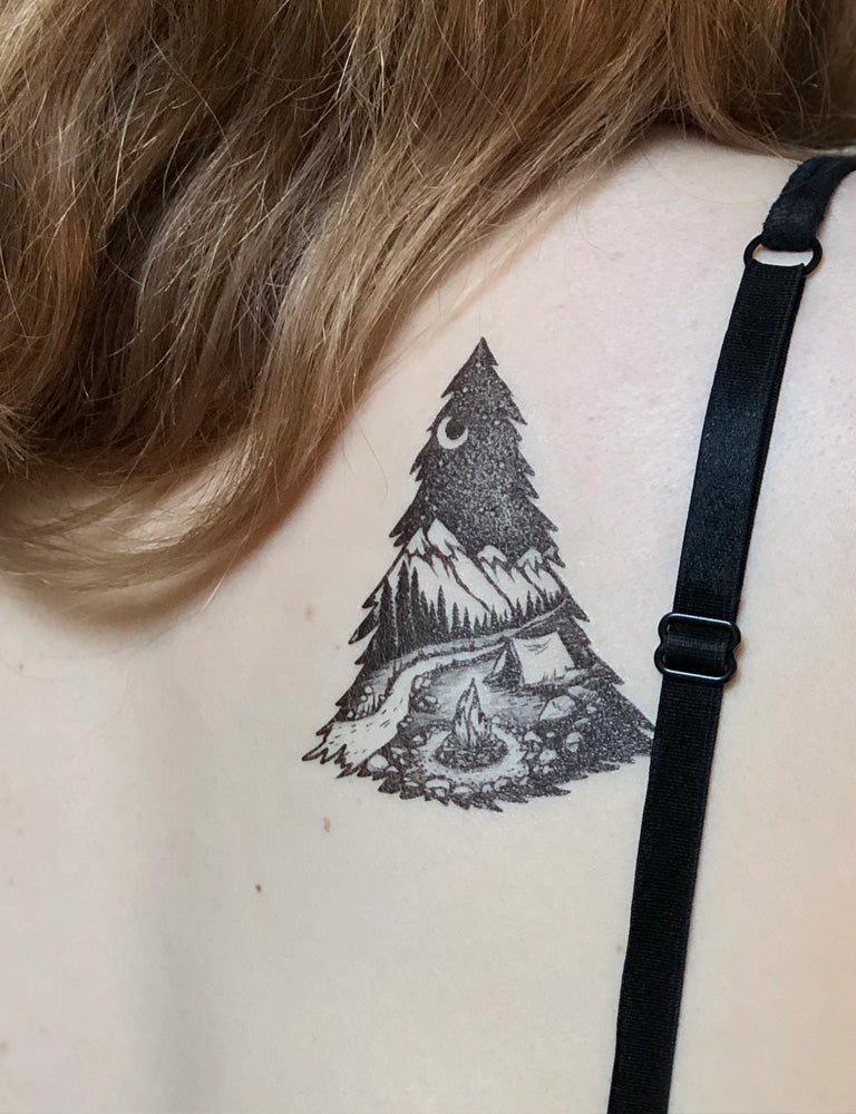 tattoo camping Mountain Camping Temporary Tattoo – Drift & Amble