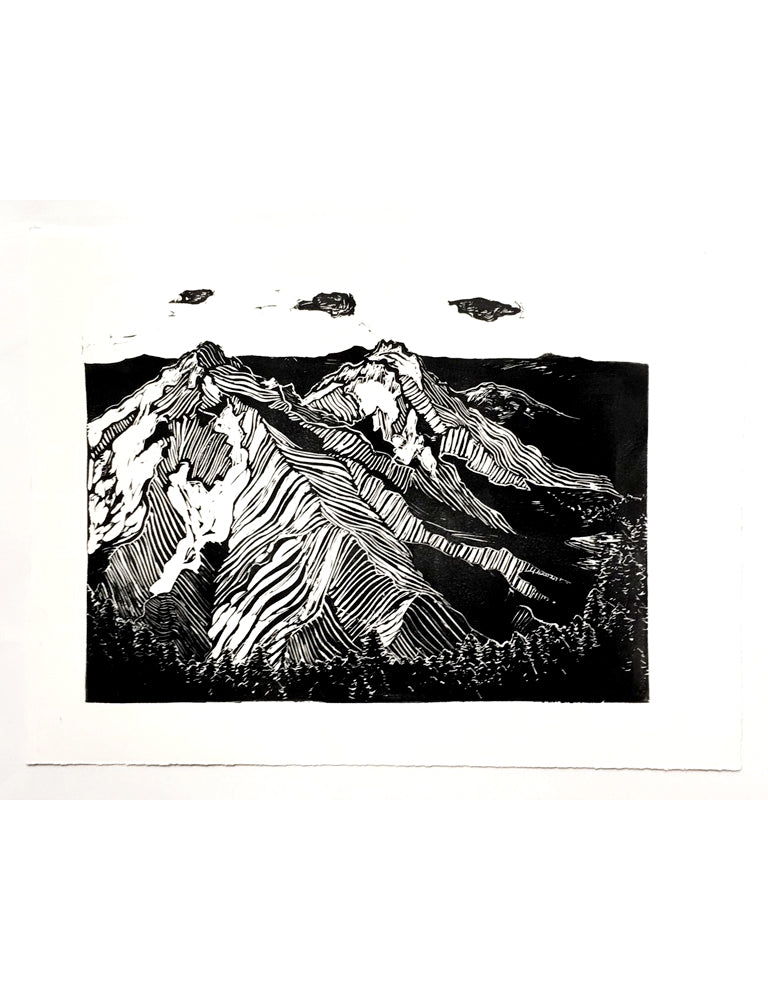 Mountains Block Print