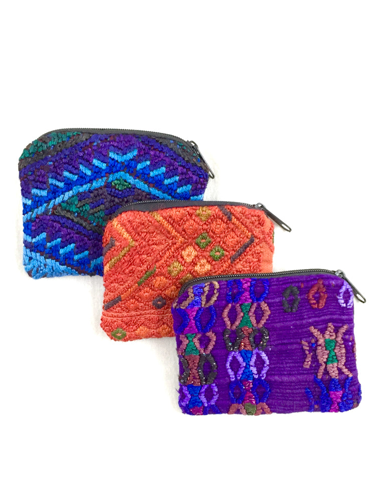 Guatemalan Flower Pattern with Leather Coin Purse / Small – GUATEARTISAN