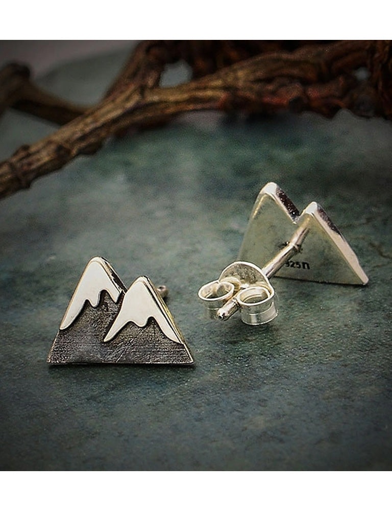 Sterling Silver Snow Cap Mountain Post Earrings