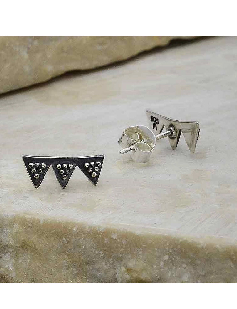 Sterling Silver Triple Triangle Post Earrings