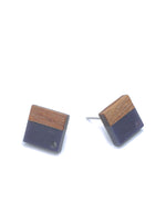 Wood Square Post Earrings